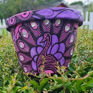 COLOURFUL PEACOCK PRINT FLOWER POT